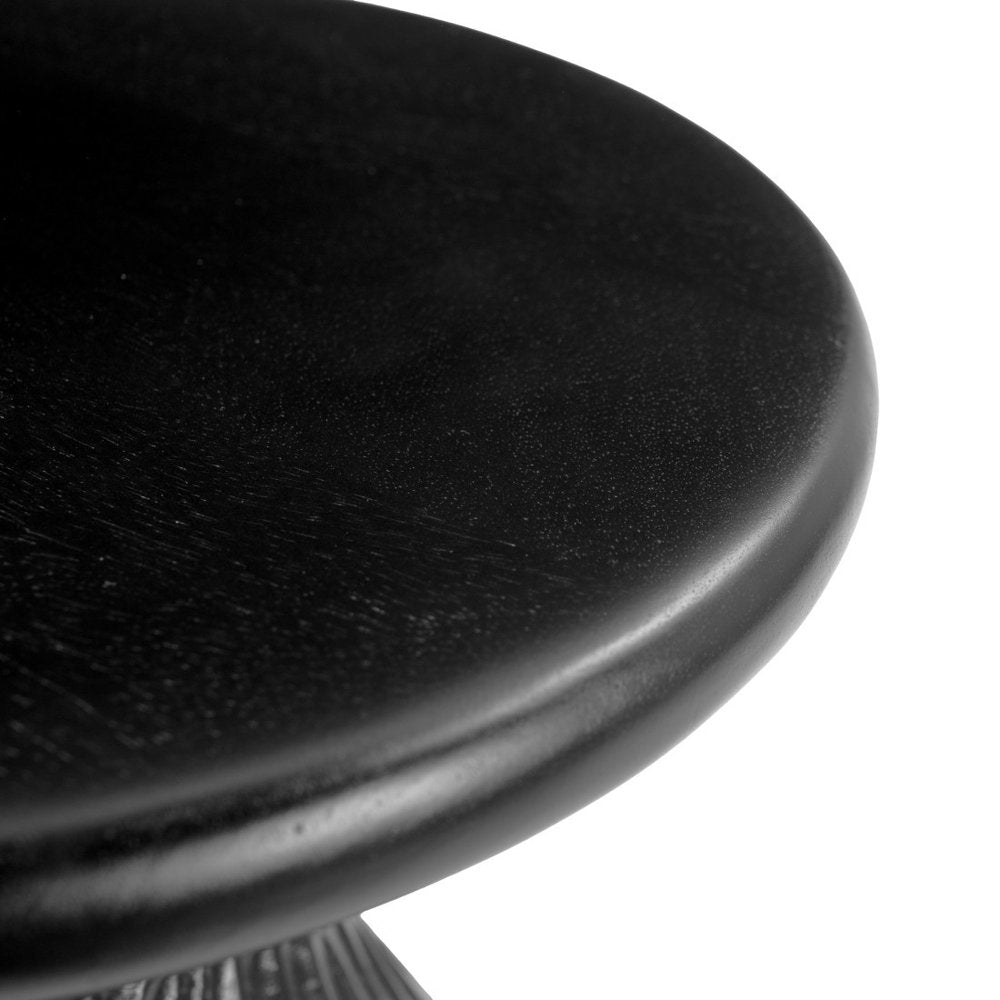 20" Black Solid Wood Round Pedestal End Table HomeRoots