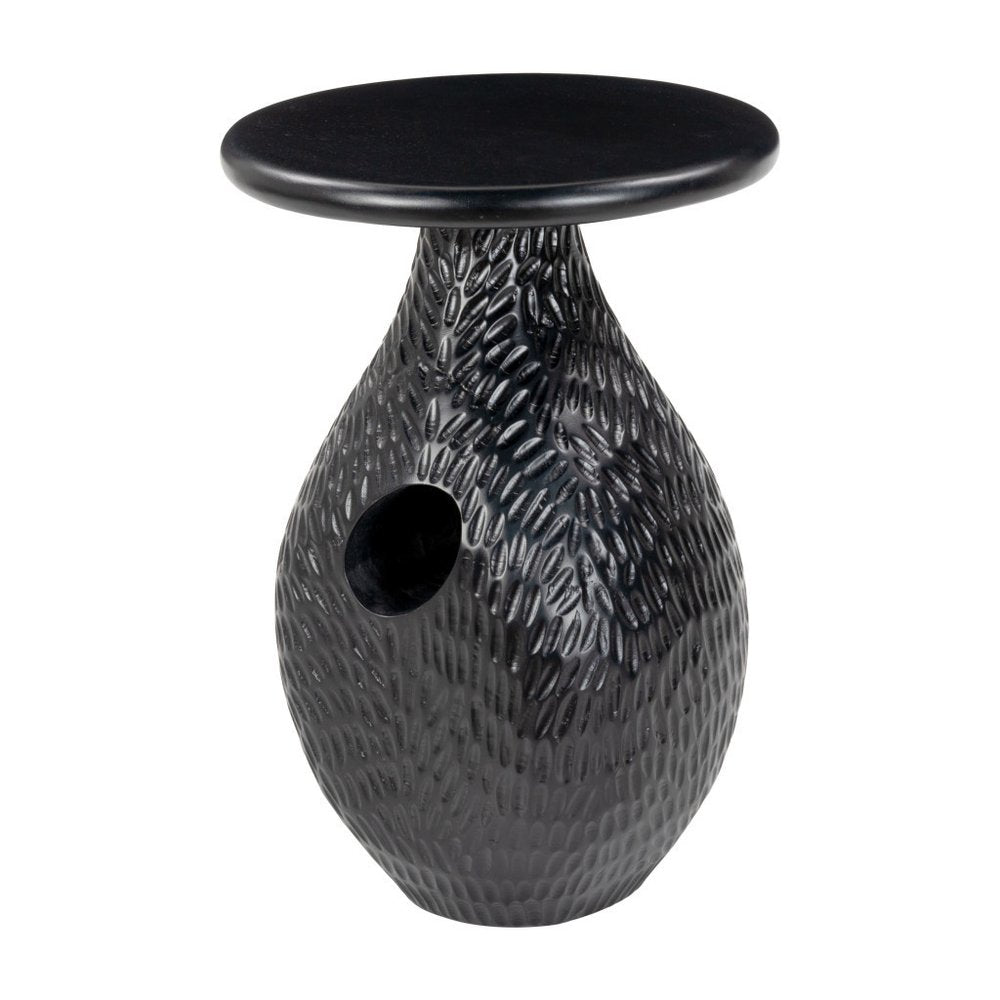 20" Black Solid Wood Round Pedestal End Table HomeRoots