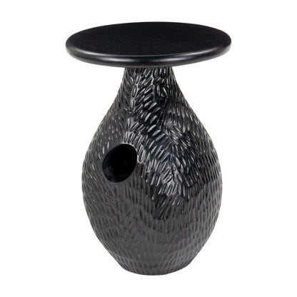 20" Black Solid Wood Round Pedestal End Table HomeRoots