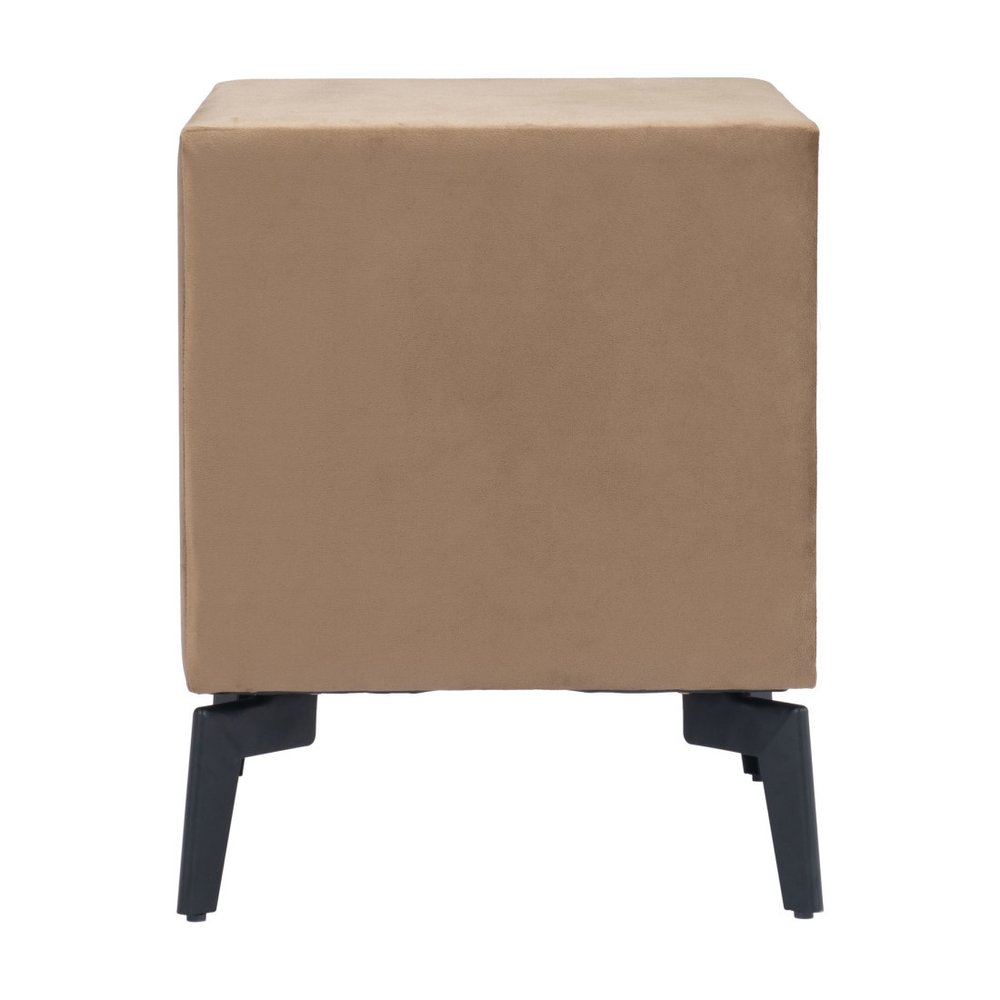20" Brown and Black Velvet Wood and Steel End Table With Two Drawers HomeRoots