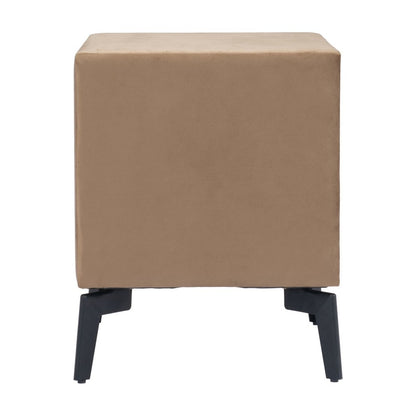 20" Brown and Black Velvet Wood and Steel End Table With Two Drawers HomeRoots