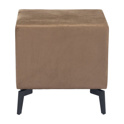 20" Brown and Black Velvet Wood and Steel End Table With Two Drawers HomeRoots