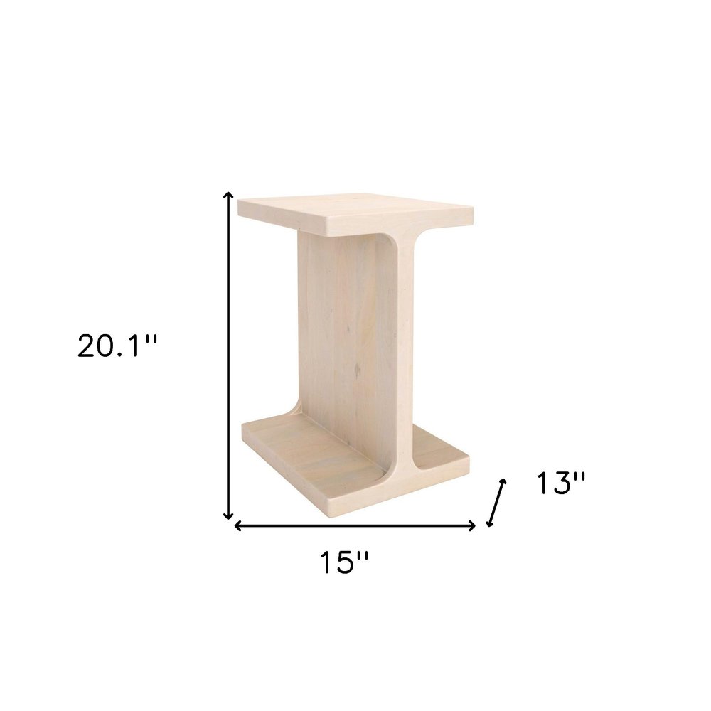 20" Natural Solid Wood Pedestal End Table HomeRoots