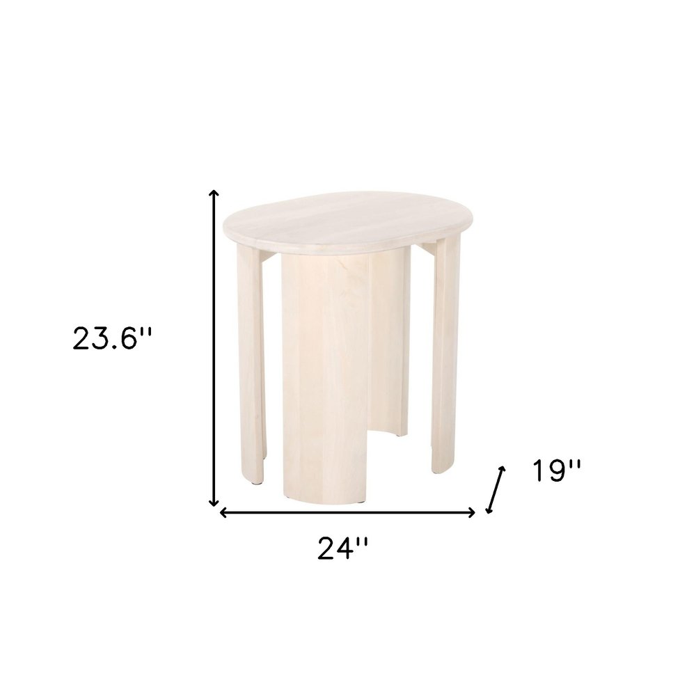 24" Natural Solid Wood Oval End Table HomeRoots