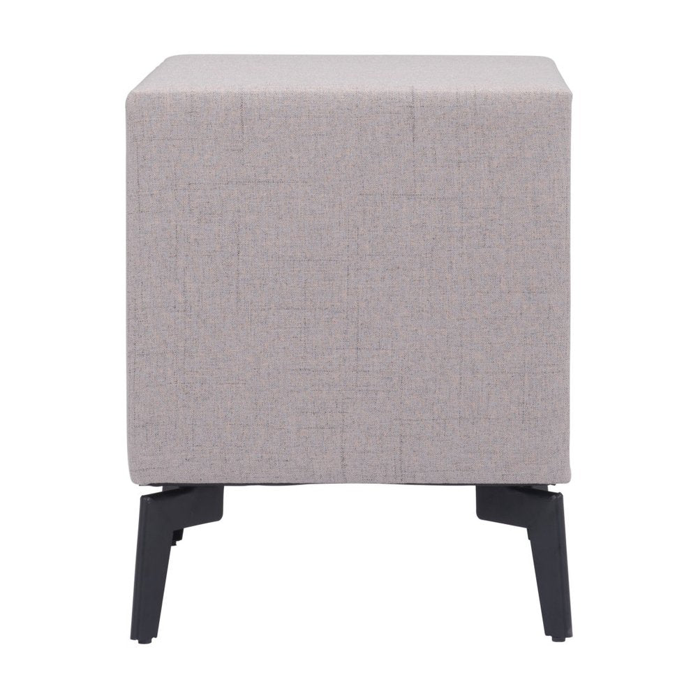 20" Gray and Black Fabric Wood and Steel End Table With Two Drawers HomeRoots