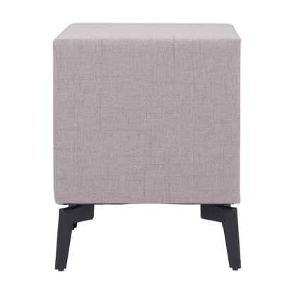 20" Gray and Black Fabric Wood and Steel End Table With Two Drawers HomeRoots