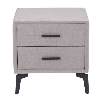 20" Gray and Black Fabric Wood and Steel End Table With Two Drawers HomeRoots