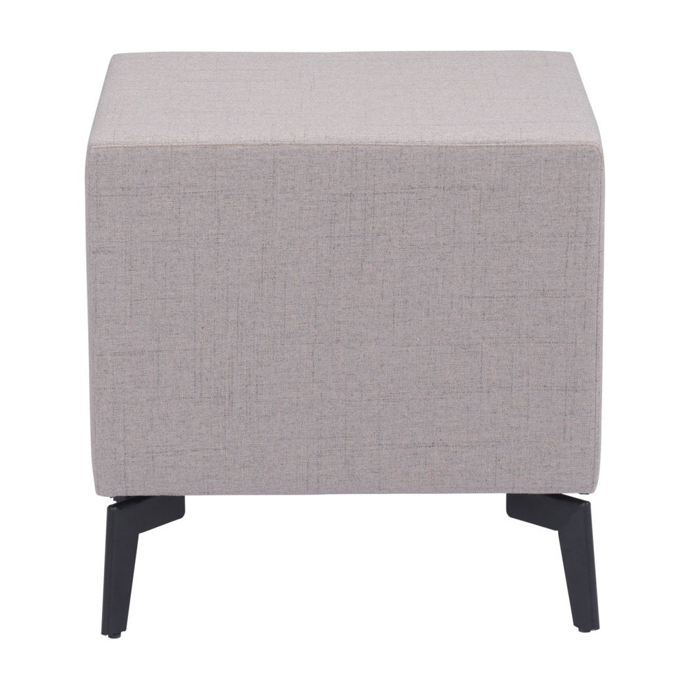 20" Gray and Black Fabric Wood and Steel End Table With Two Drawers HomeRoots