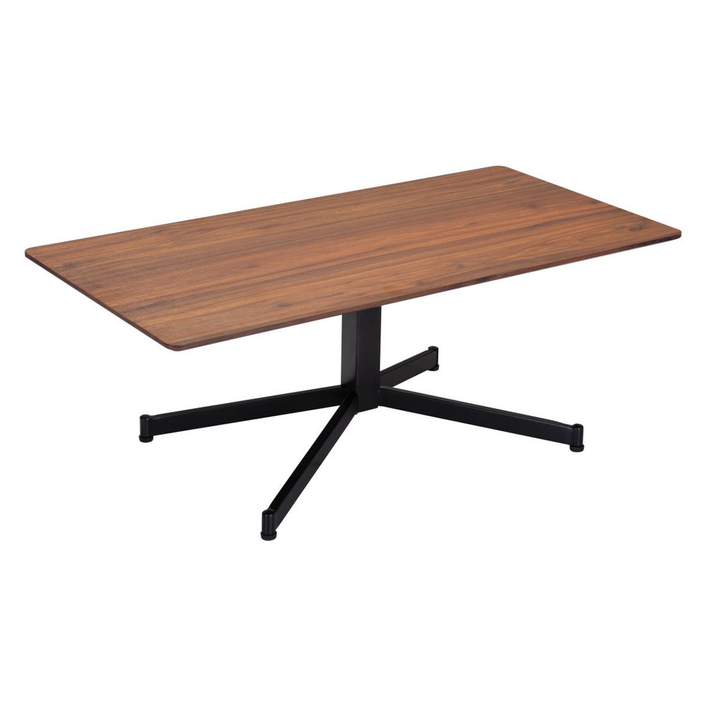 48" Brown and Black Wood and Steel Pedestal Coffee Table HomeRoots