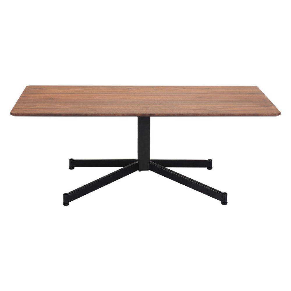 48" Brown and Black Wood and Steel Pedestal Coffee Table HomeRoots