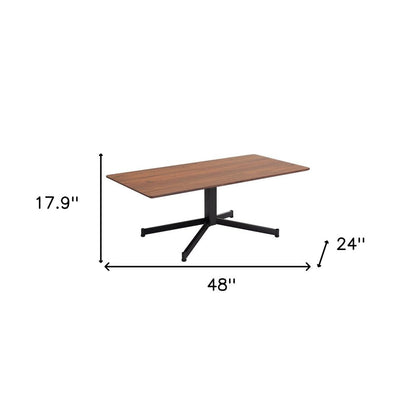 48" Brown and Black Wood and Steel Pedestal Coffee Table HomeRoots