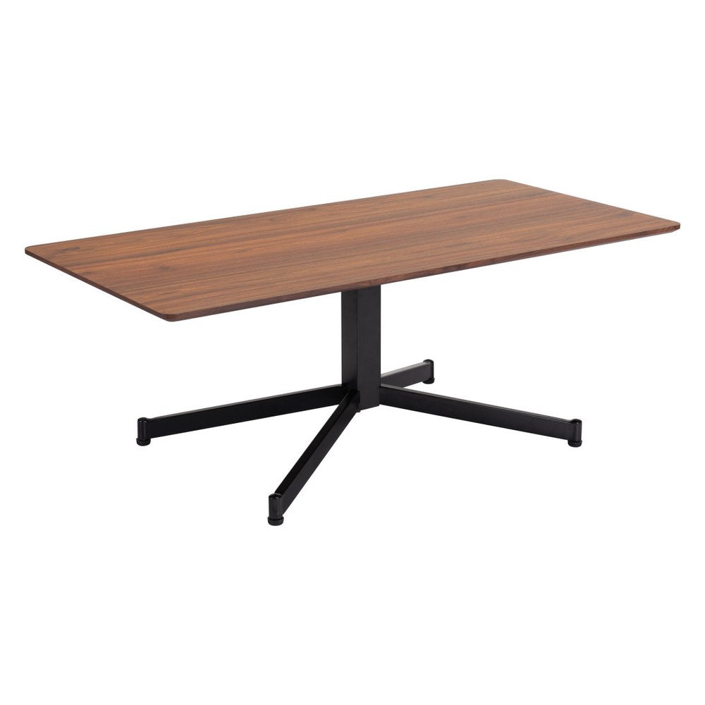 48" Brown and Black Wood and Steel Pedestal Coffee Table HomeRoots