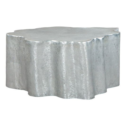 37" Silver Aluminum Free Form Solid Coffee Table