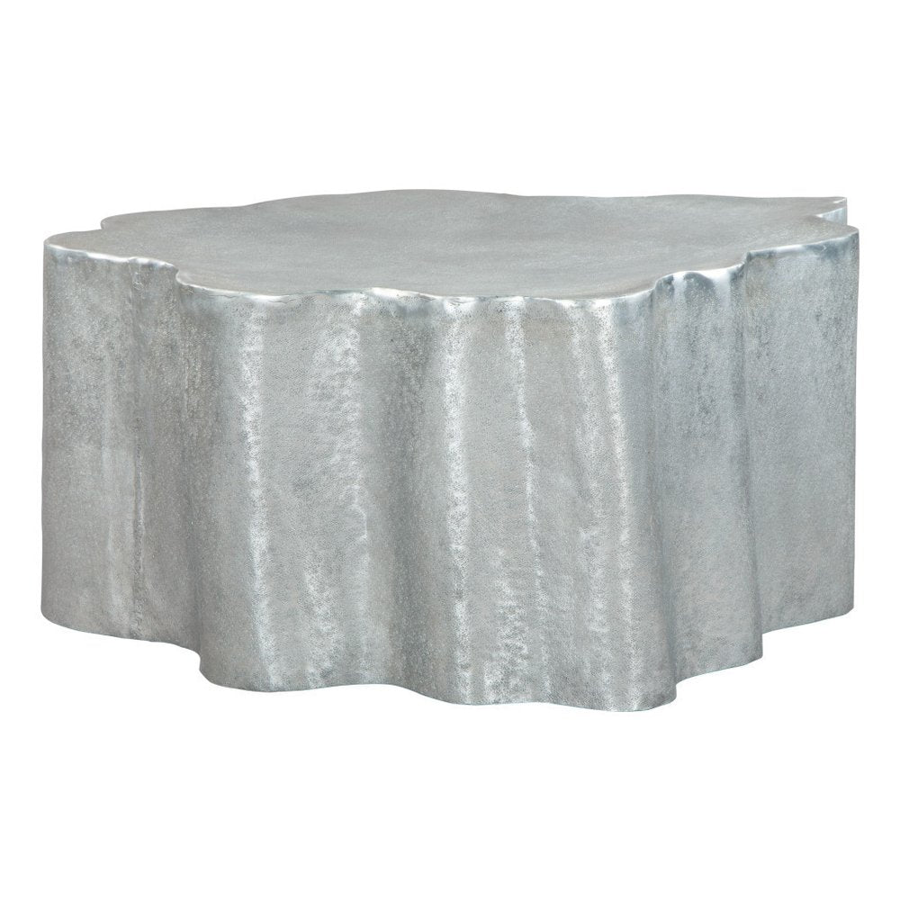 37" Silver Aluminum Free Form Solid Coffee Table HomeRoots