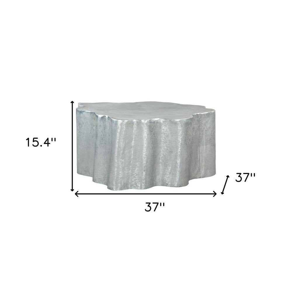 37" Silver Aluminum Free Form Solid Coffee Table HomeRoots