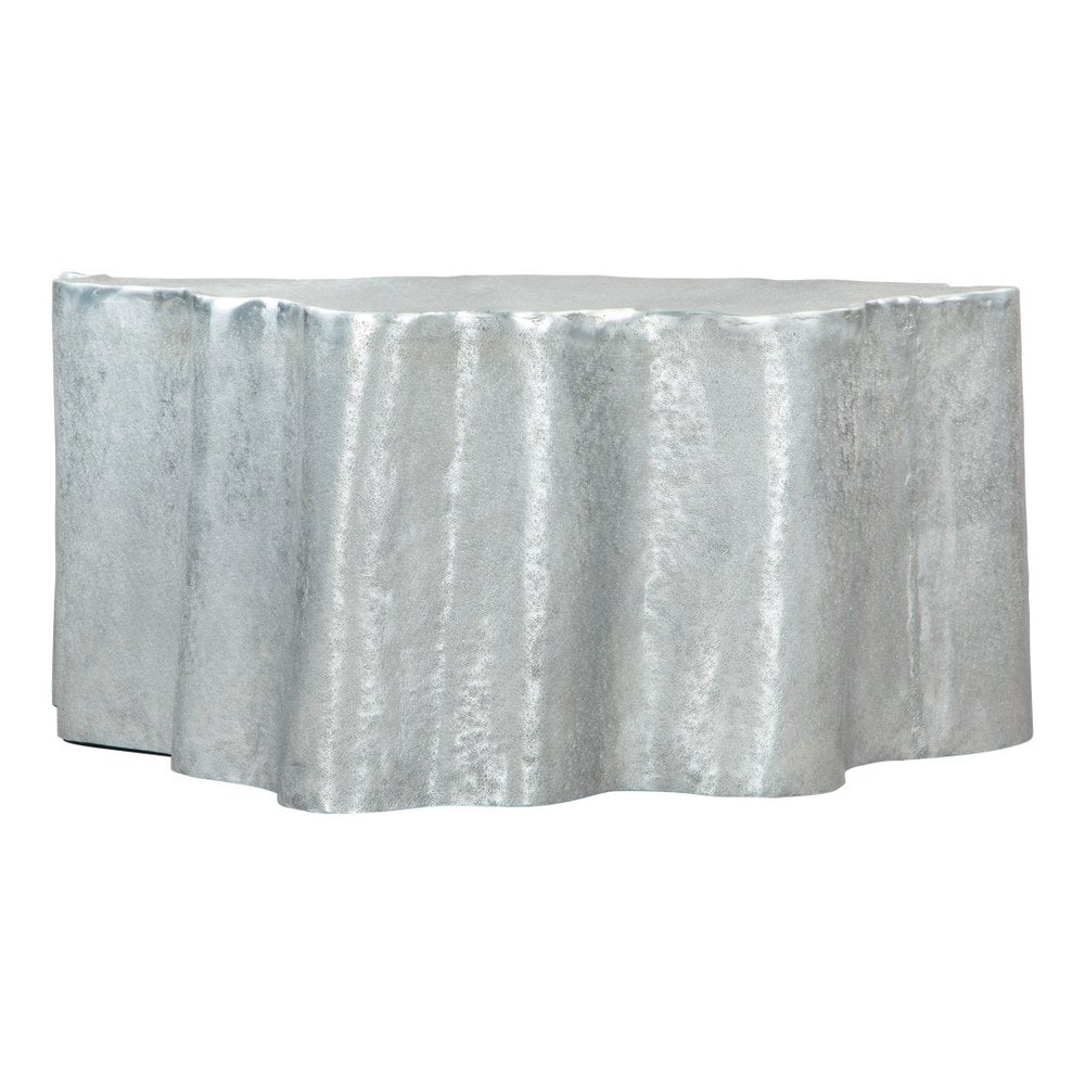 37" Silver Aluminum Free Form Solid Coffee Table HomeRoots