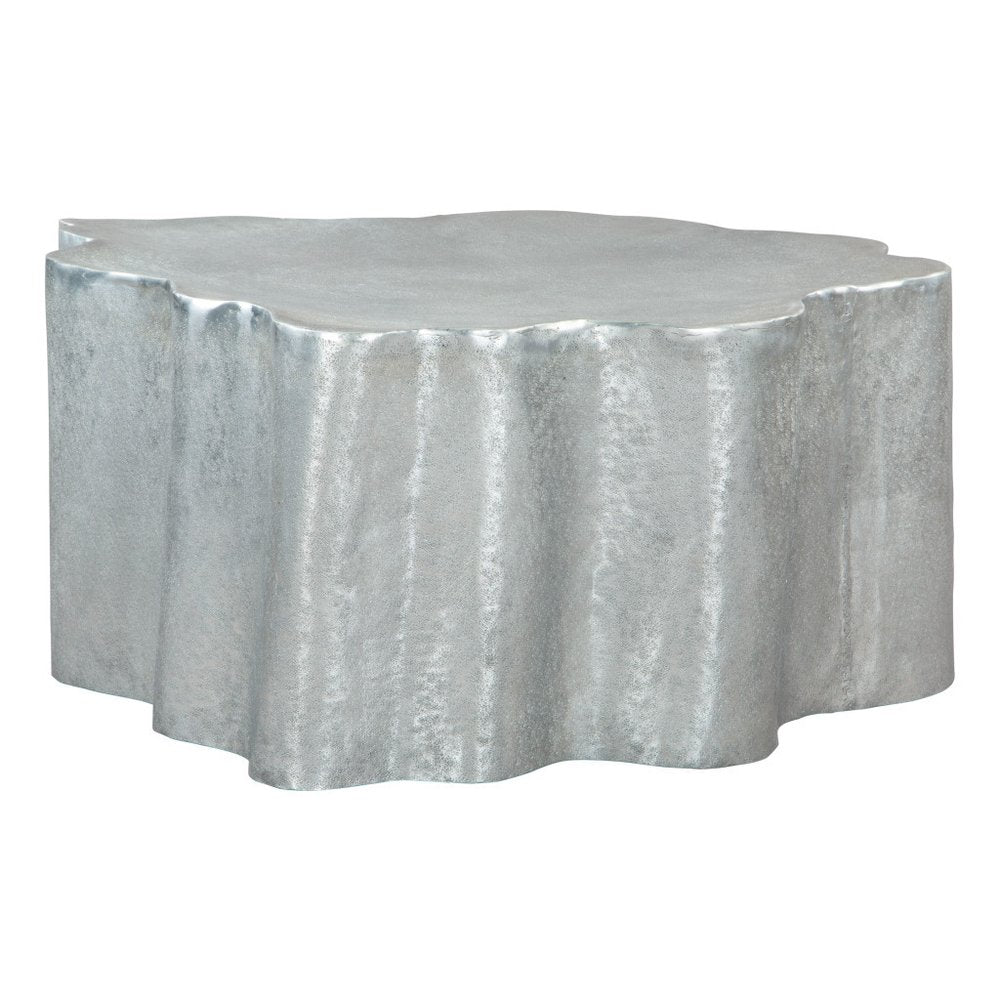 37" Silver Aluminum Free Form Solid Coffee Table HomeRoots