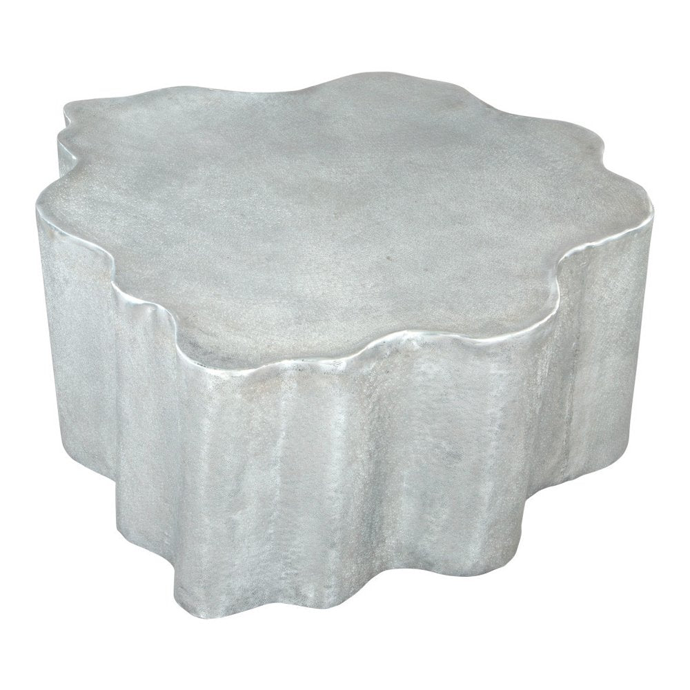 37" Silver Aluminum Free Form Solid Coffee Table HomeRoots