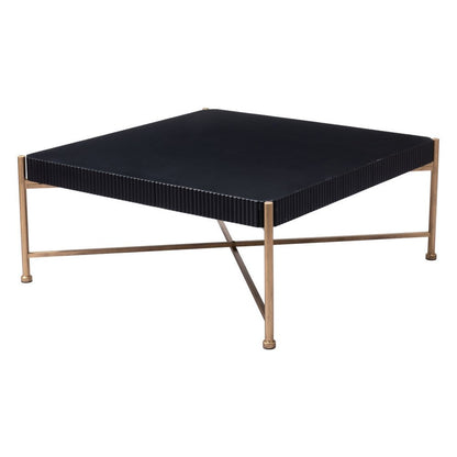 42" Black and Gold Solid Wood and Steel Square Coffee Table HomeRoots