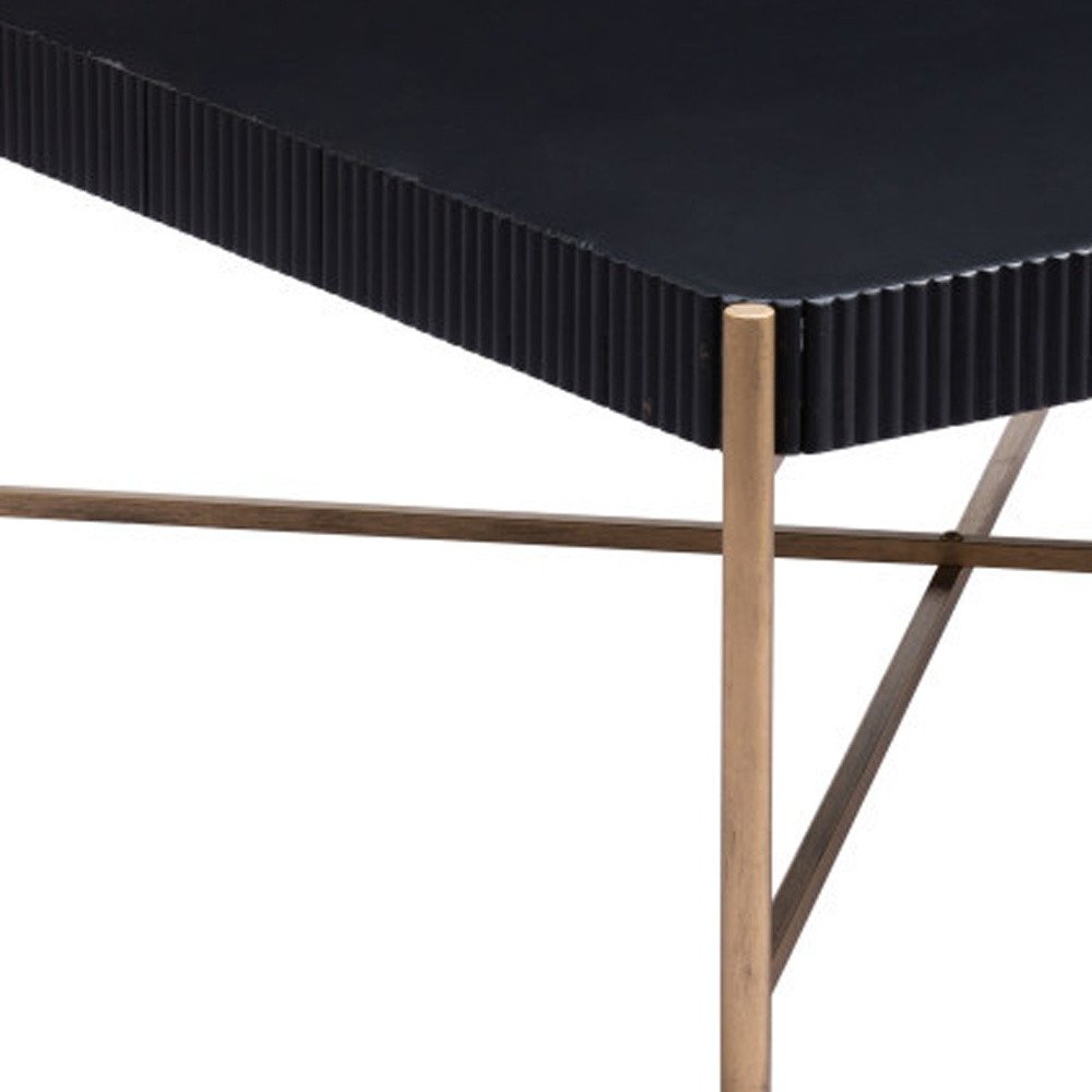 42" Black and Gold Solid Wood and Steel Square Coffee Table HomeRoots