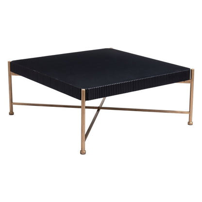 42" Black and Gold Solid Wood and Steel Square Coffee Table HomeRoots