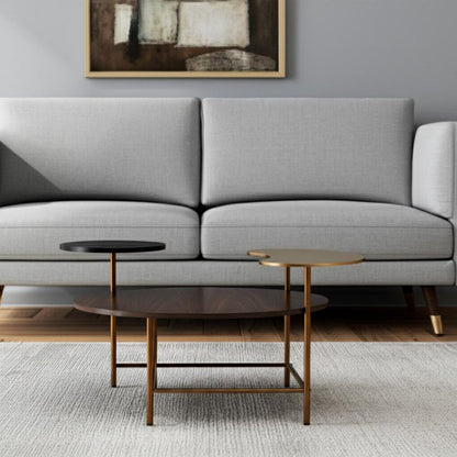 55" Brown Black and Gold Wood and Steel Three Tier Coffee Table HomeRoots