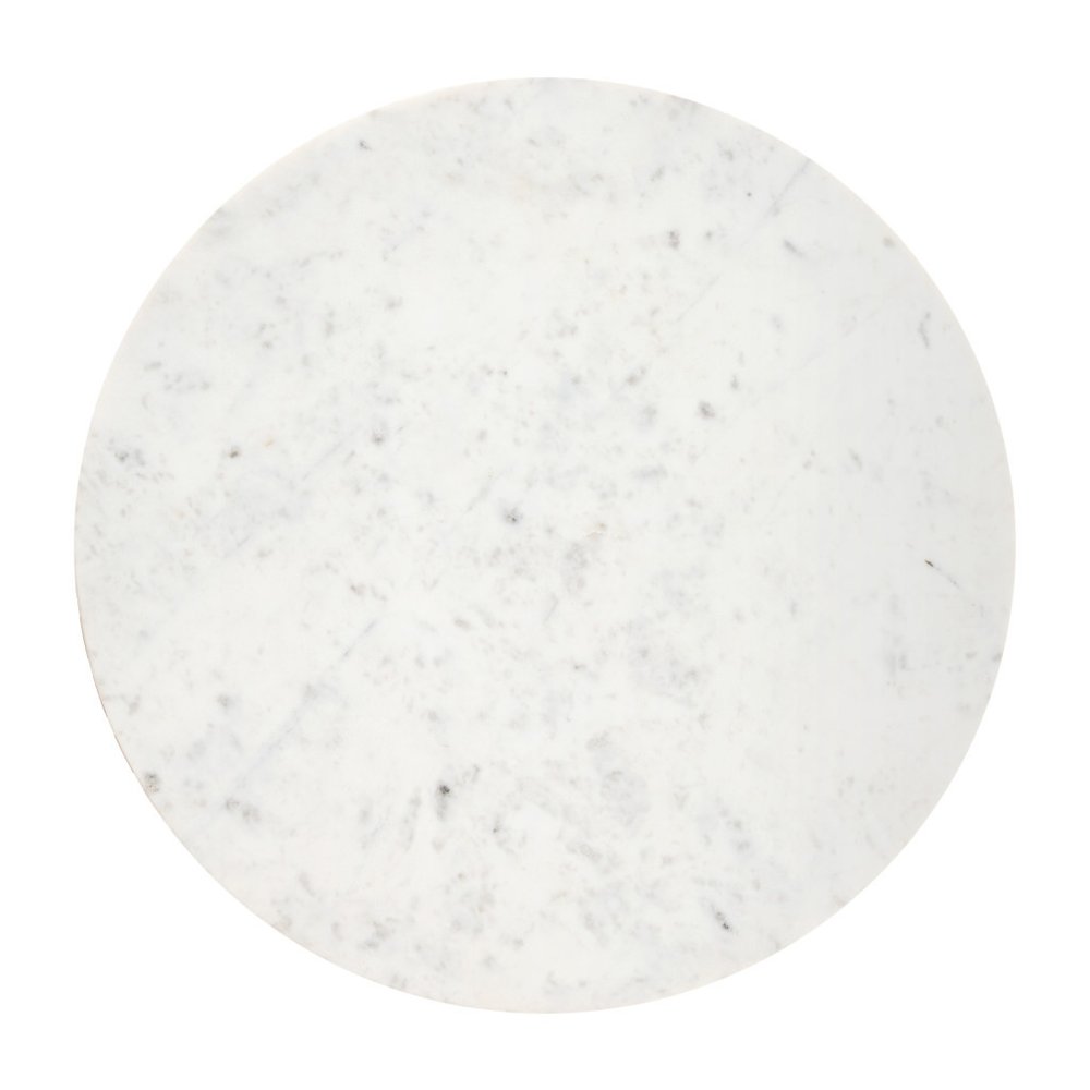 34" White and Natural Genuine Marble and Wood Round Drum Coffee Table HomeRoots