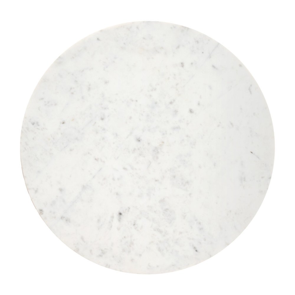 34" White and Natural Genuine Marble and Wood Round Drum Coffee Table HomeRoots