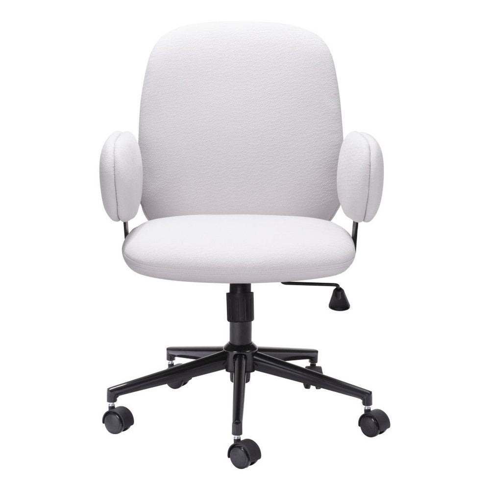 Beige and Black Adjustable Height Swivel Rolling Office Chair HomeRoots