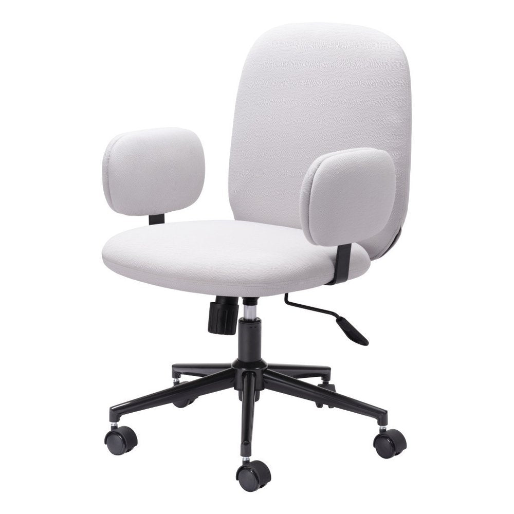 Beige and Black Adjustable Height Swivel Rolling Office Chair HomeRoots