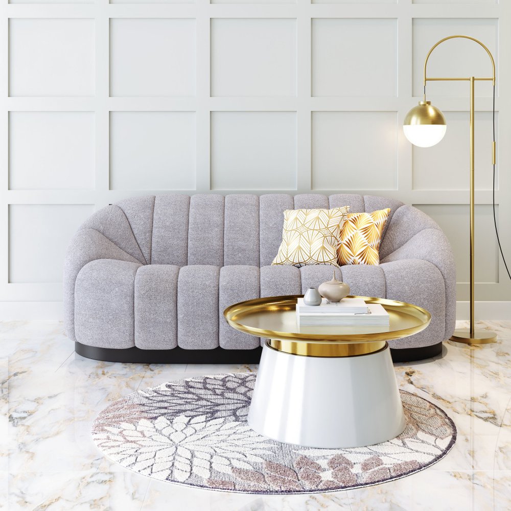 85" Light Gray Upholstered Curved Sofa HomeRoots