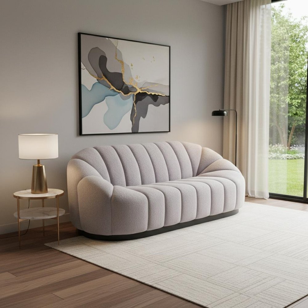 85" Light Gray Upholstered Curved Sofa HomeRoots