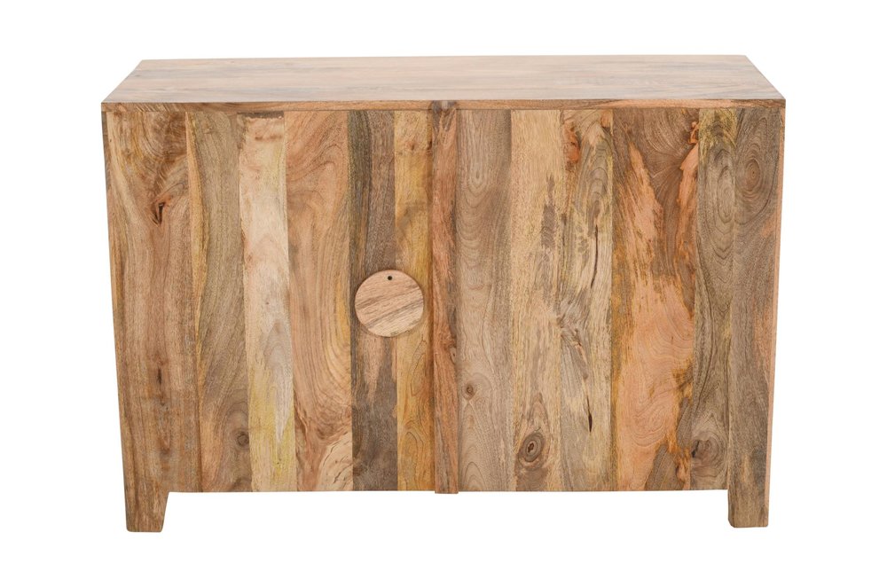 30" Natural Solid Wood Textured Door Accent Cabinet With Two Doors HomeRoots