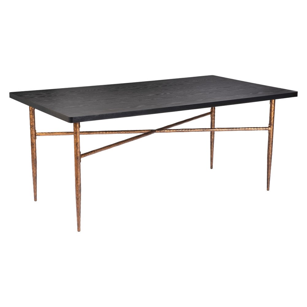 72" Black and Bronze Wood and Steel Dining Table HomeRoots