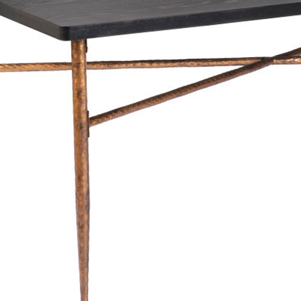 72" Black and Bronze Wood and Steel Dining Table HomeRoots