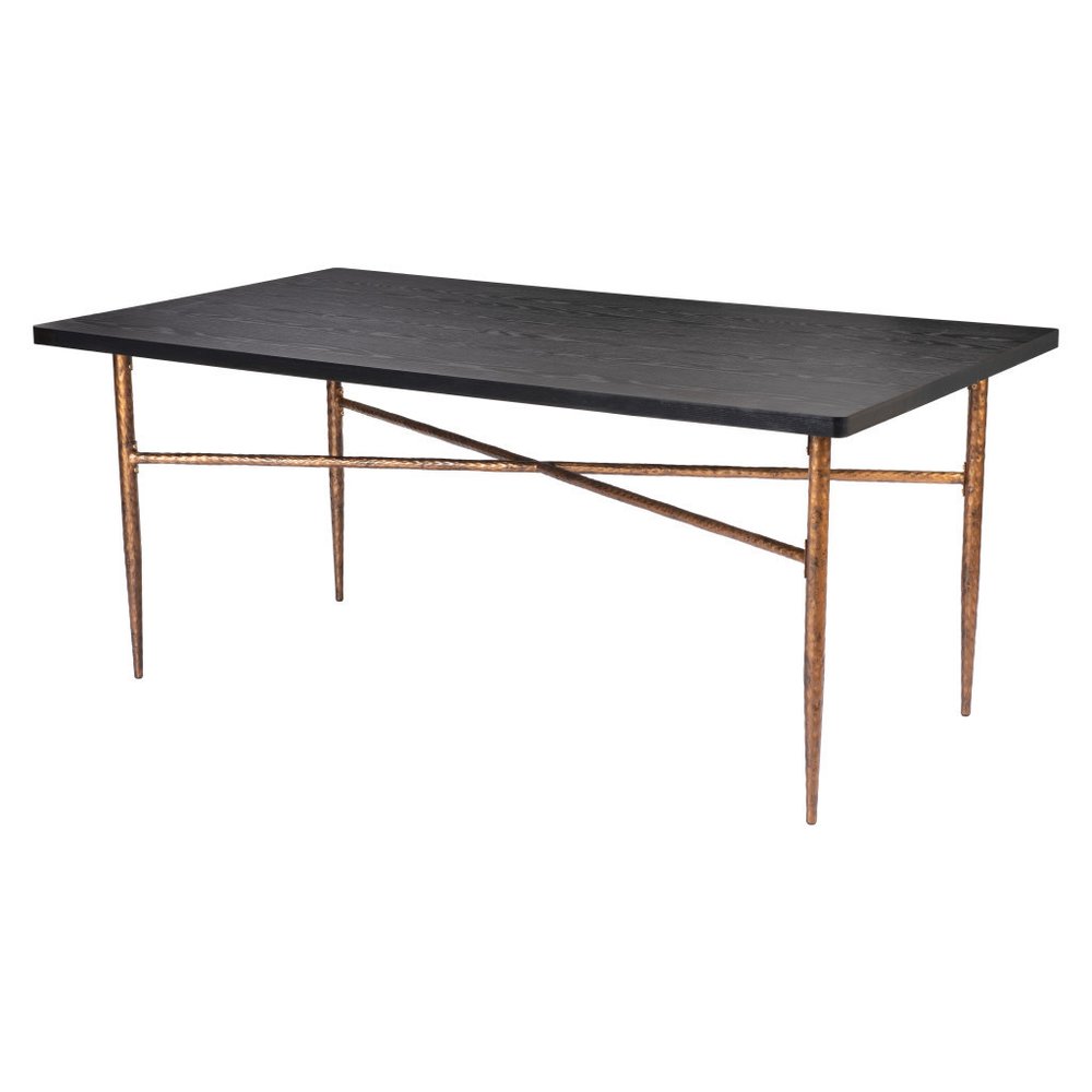 72" Black and Bronze Wood and Steel Dining Table HomeRoots