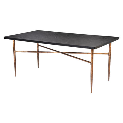 72" Black and Bronze Wood and Steel Dining Table HomeRoots