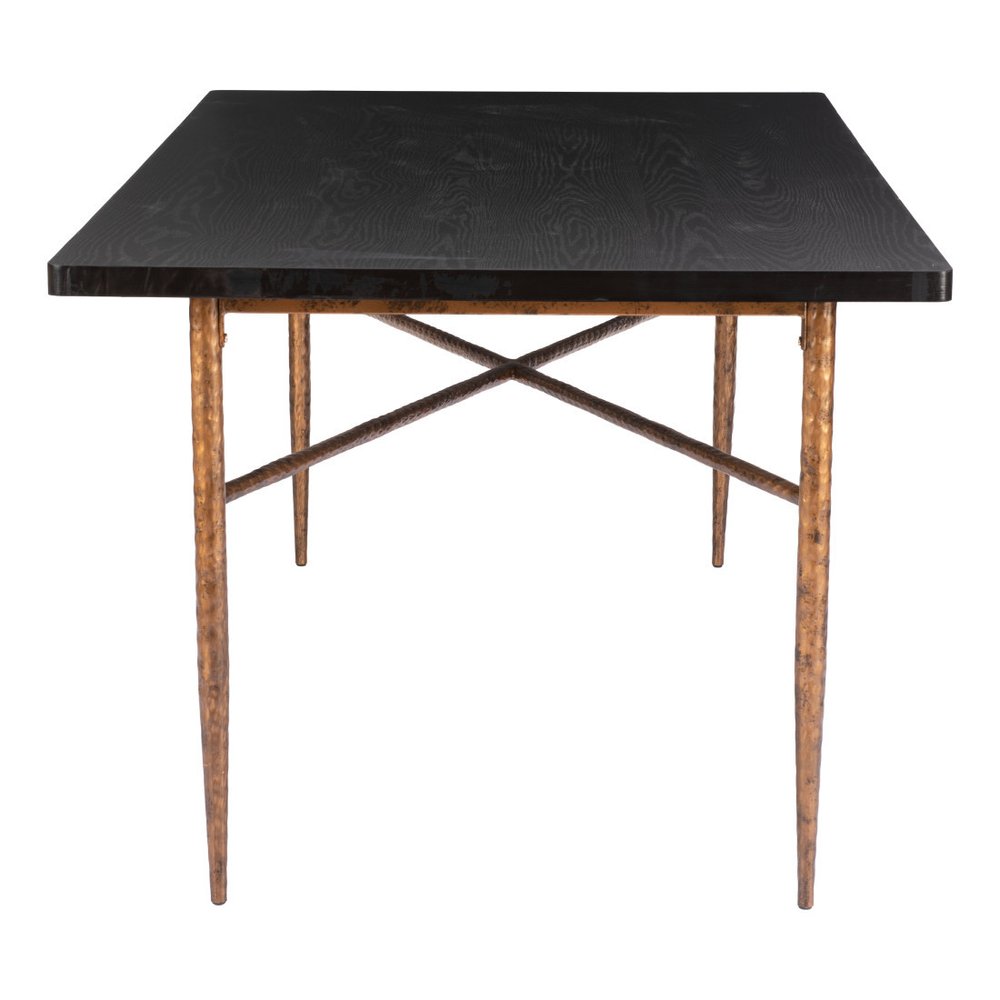 72" Black and Bronze Wood and Steel Dining Table HomeRoots