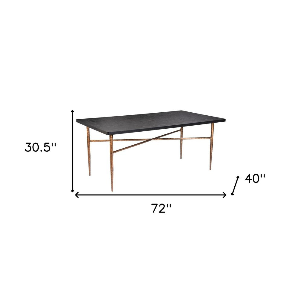 72" Black and Bronze Wood and Steel Dining Table HomeRoots