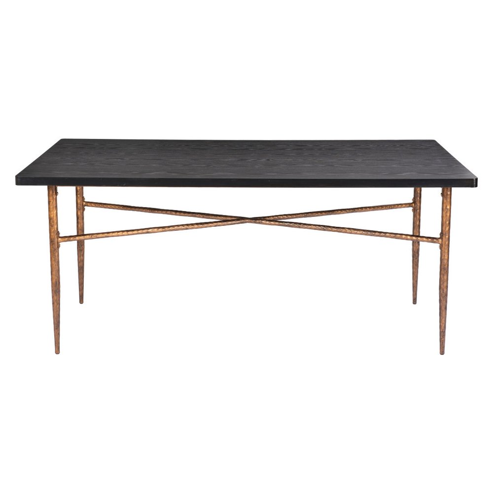72" Black and Bronze Wood and Steel Dining Table HomeRoots