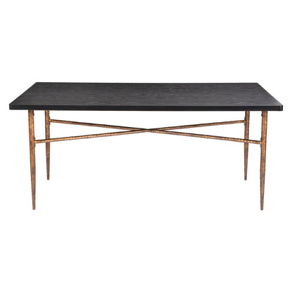 72" Black and Bronze Wood and Steel Dining Table HomeRoots