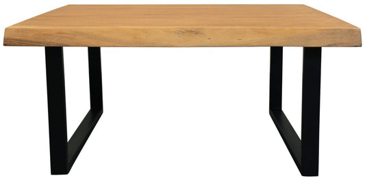 39" Natural And Black Solid Wood And Iron Square Distressed Coffee Table HomeRoots