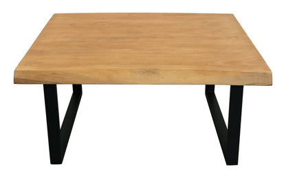 39" Natural And Black Solid Wood And Iron Square Distressed Coffee Table HomeRoots
