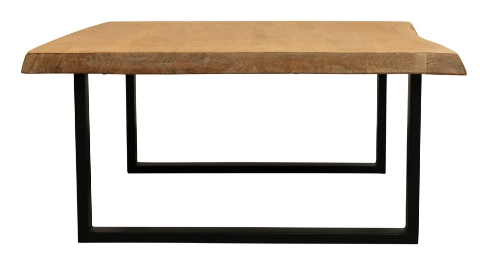 39" Natural And Black Solid Wood And Iron Square Distressed Coffee Table HomeRoots