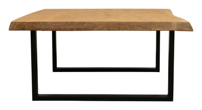 39" Natural And Black Solid Wood And Iron Square Distressed Coffee Table HomeRoots