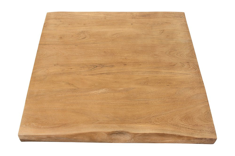 39" Natural And Black Solid Wood And Iron Square Distressed Coffee Table HomeRoots