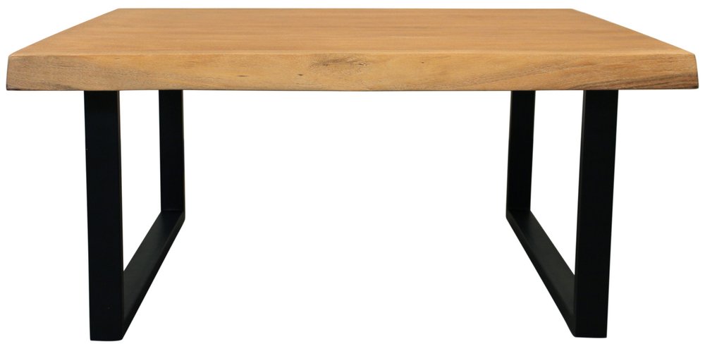 39" Natural And Black Solid Wood And Iron Square Distressed Coffee Table HomeRoots
