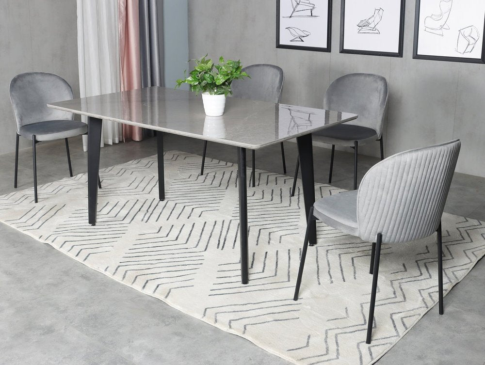63" Gray Stone and Metal Dining Table HomeRoots