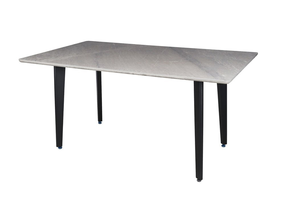63" Gray Stone and Metal Dining Table HomeRoots