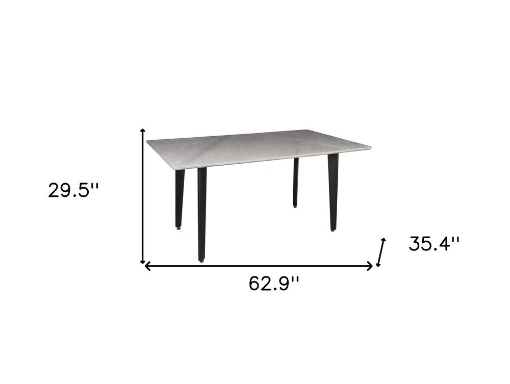 63" Gray Stone and Metal Dining Table HomeRoots